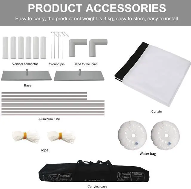 Alt view image 3 of 5 - Projector Screen with Stand 100 inch 16:9 HD 4K Outdoor Projector Screen for Home Theater 3D Fast-Folding Portable Projection Screen Indoor Legs and Carry Bag Projector Movie Screen Wrinkle-Free