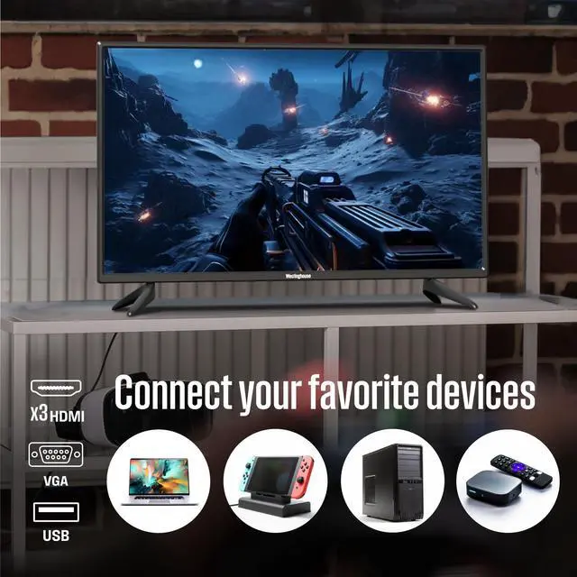 Alt view image 5 of 5 - Westinghouse 32 Inch TV with DVD Player Built in, 720p HD LED Small Flat Screen Non-Smart Television DVD Combo with HDMI, USB, & Parental Controls, Monitor for Home, Kitchen, or RV Camper