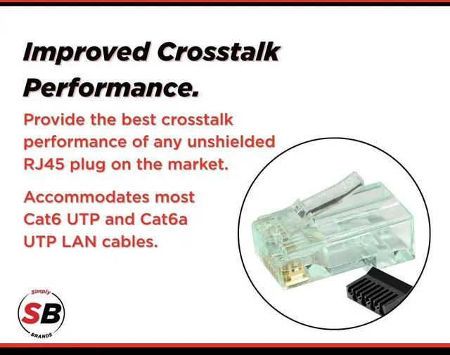 Alt view image 4 of 5 - Simply45 Cat 6/6a UTP Unshielded WE/SS RJ45 Standard Modular Plug with Bar45 Load Bar for Cat6/6a - Green Tint - 100-Piece Jar, 3 Prong Pin Design - S45-1100