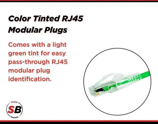 Alt view image 5 of 5 - Simply45 Cat 6/6a UTP Unshielded WE/SS RJ45 Standard Modular Plug with Bar45 Load Bar for Cat6/6a - Green Tint - 100-Piece Jar, 3 Prong Pin Design - S45-1100