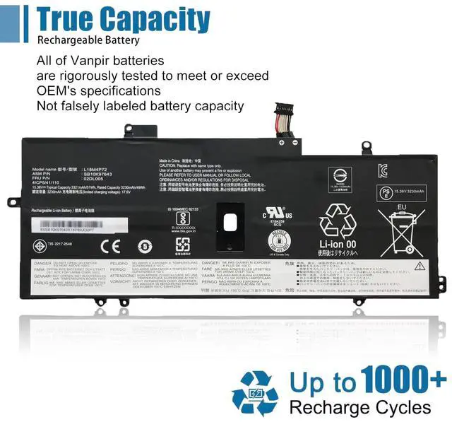 Alt view image 5 of 5 - VANPIR L18M4P72 L18C4P71 L18L4P71 Laptop Battery 15.36V 51Wh Compatible with Lenovo ThinkPad X1 Yoga 4th 5th Gen/X1 Carbon 7th 8th Gen Serie 02DL004 SB10K97642 02DL005 SB10K97643 02DL006 SB10K97644