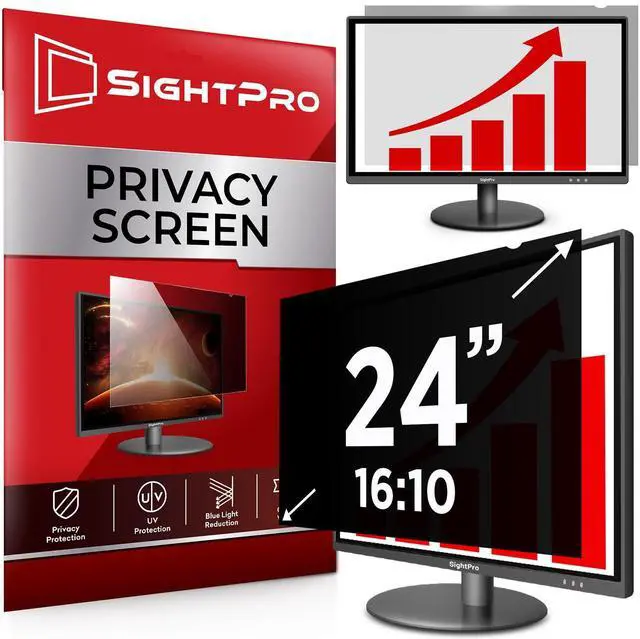 Main image of SightPro 24 Inch 16:10 Computer Privacy Screen Filter for Monitor - Privacy Shield and Anti-Glare Protector
