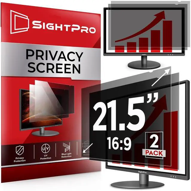 Main image of SightPro 21.5 Inch 16:9 [2 Pack] Computer Privacy Screen Filter for Monitor - Privacy Shield and Anti-Glare Protector