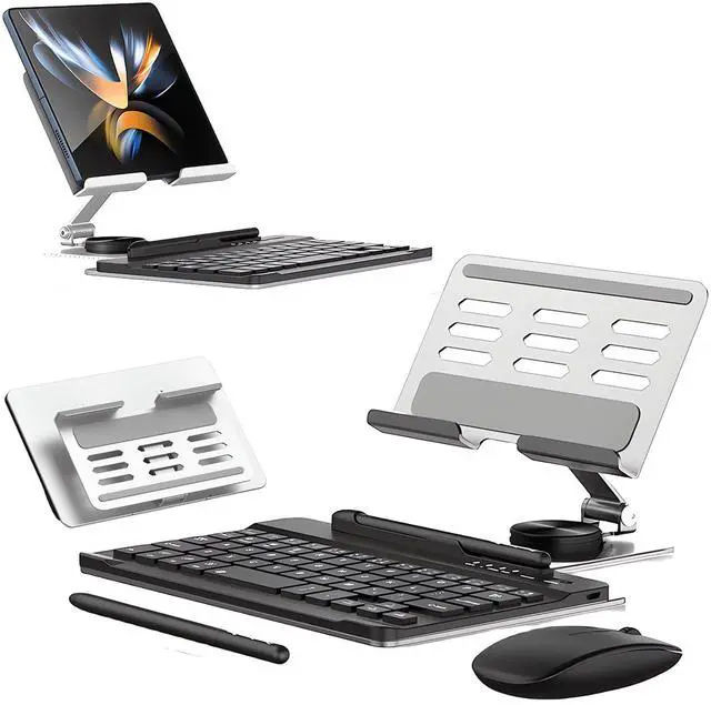 Main image of for Samsung Galaxy Z Fold 7 6 5 4 Stand and Keyboard Mouse, Portable Mini Bluetooth Keyboard, Foldable Adjustable Aluminum Alloy Stand Holder for Desk, with Wireless Mouse and Pen