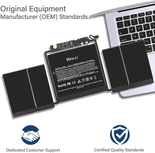 Alt view image 5 of 5 - XINGLT A1706 Replacement Battery for MacBook Pro, A1819 Battery for MacBook Pro 13 inch Laptop A1706(Late 2016 Mid 2017) 49.2WH 4320mAh,fits EMC 3071 3163 A1706 Laptop Battery