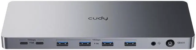 Main image of Cudy USB 3.2 Gen 2 Dual 4K 60Hz Display Docking Station, Up to 2 Monitor Display, 10Gbps USB C, 2 HDMI & Display Ports, 1000Mbps RJ45 Port, 100 Watts PD, 150 Watts PSU, DisplayLink, CS700