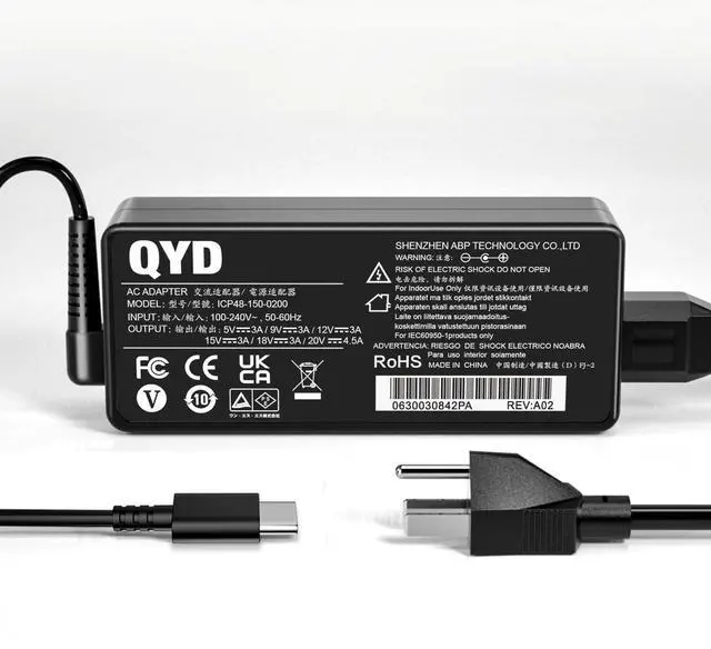 Main image of QYD 90W USB C Laptop Charger for Lenovo Yoga Series 380 720 730 910 920 930 X61S X270 X280X 290 X380 X140e X390 X395 C740-14 C930 730-13IKB 730-15IKB 910-13IKB 720-13IKB Type-C Power Adaper Supply