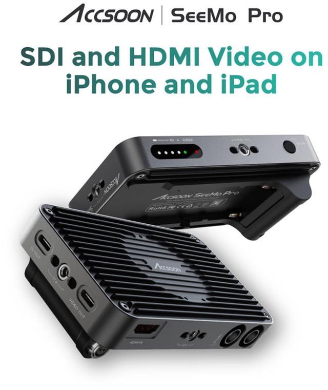 Alt view image 2 of 5 - Accsoon SeeMo Pro SDI/HDMI to USB-C Video Adapter for iOS Devices, 1080P Video Capture Terminal, Turn iOS into Monitor on Camera, 1/4"-20 Mounting Point Real-time, Monitoring/Livestreaming/Recording