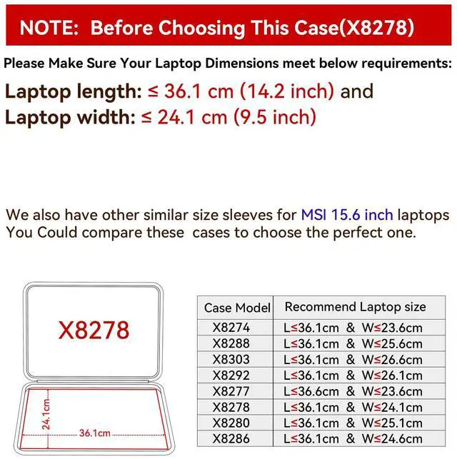 Alt view image 2 of 5 - Smatree Hard EVA Protective Sleeve Compatible for 15.6 inch MSI Modern 15 H B13M-010US/Modern 15 H-C13M/Modern 15 B7M-223US/Modern 15 B13M-447US/Modern 15 B12M-013/Modern 15 B12HW-001 Laptop (X8278)