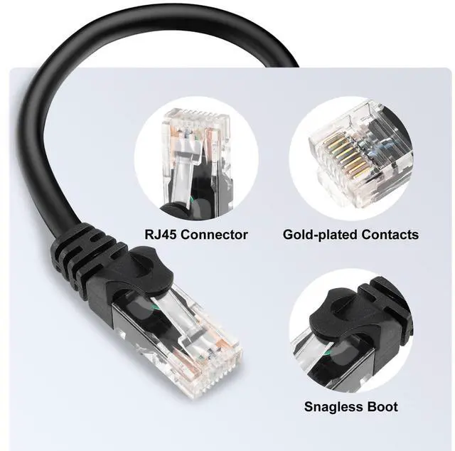 Alt view image 2 of 5 - Tainston Cat6 Ethernet Cable 200ft,Heavy Duty Internet Cable,Support Cat6/Cat5e/Cat5 with 25 Ties-Black.