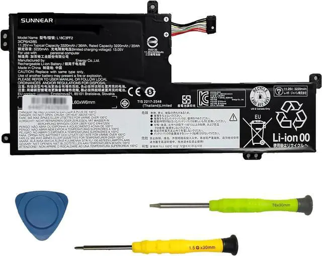 Main image of SUNNEAR L18C3PF2 36Wh Battery Replacement for Lenovo Ideapad L340-15API L340-15IWL Touch L340-17API L340-17IWL Series Laptop L18L3PF1 L18M3PF2 L18D3PF1 11.25V 3320mAh