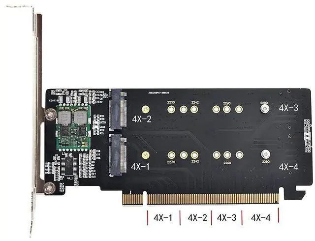 Alt view image 5 of 5 - ChenYang M.2 to PCIe 3.0 X16 Adapter, 4 Port NVME/AHCI SSD to PCI Express Expansion Card Adapter with 12cm Slot Bracket