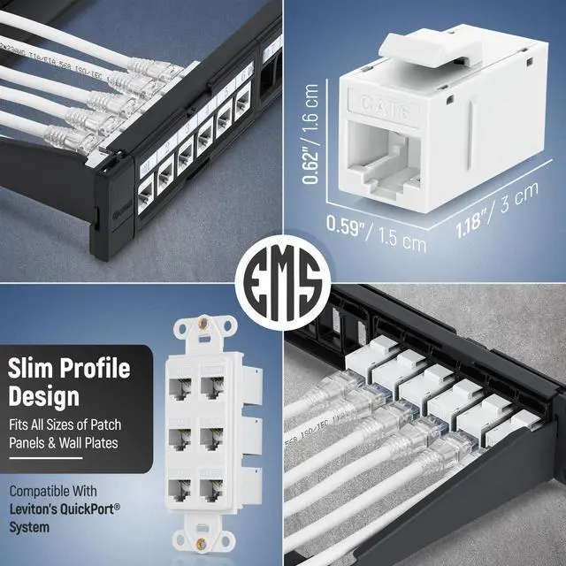 Alt view image 3 of 5 - Everest 48-Pack Cat6 RJ45 Keystone Coupler - Female to Female - Cat 6 Couplers - Ethernet Cable Extender