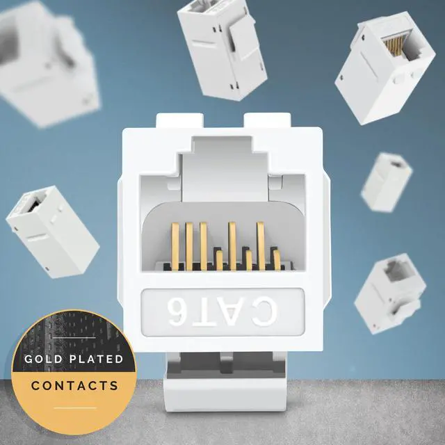 Alt view image 5 of 5 - Everest 48-Pack Cat6 RJ45 Keystone Coupler - Female to Female - Cat 6 Couplers - Ethernet Cable Extender