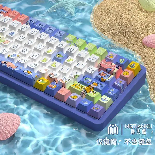 Alt view image 2 of 5 - daixiahu Ocean Graffiti Theme keycaps 158 Key PBT keycaps Cherry Custom keycap Set is Suitable for 61/87/104/108 Cherry MX Switch and Other Mechanical Keyboards (Ocean Graffiti)