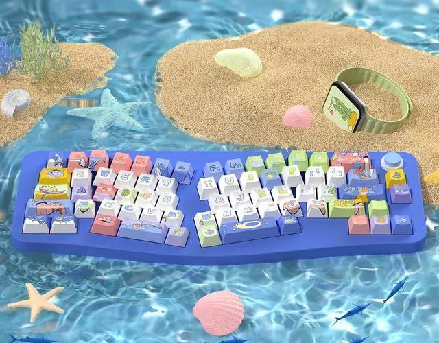 Alt view image 4 of 5 - daixiahu Ocean Graffiti Theme keycaps 158 Key PBT keycaps Cherry Custom keycap Set is Suitable for 61/87/104/108 Cherry MX Switch and Other Mechanical Keyboards (Ocean Graffiti)