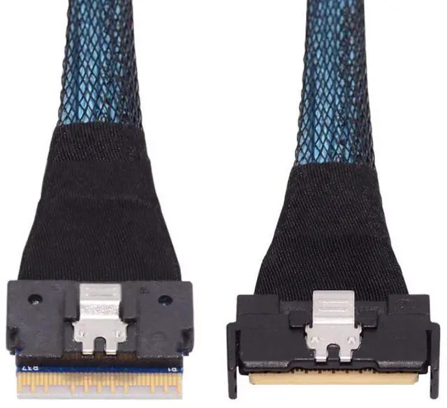 Main image of chenyang PCI-E 5.0 Mini Cool Edge IO MCIO 74Pin to SFF-8654 8i 74Pin Slimline SAS 4.0 24 Gbps Extension Cable 50cm