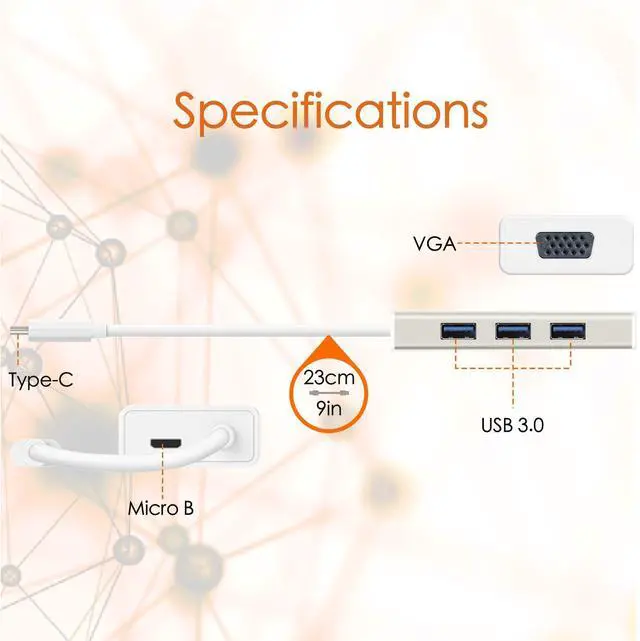 Alt view image 3 of 5 - j5create USB C Hub Adapter Dongle USB 3.1 Type C Cable to 3-Port USB 3.0 & VGA Multi-Monitor Display | SuperSpeed Backwards Compatible with USB 2.0 for Apple MacBook, Windows Laptops, Tablets