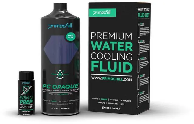 Alt view image 2 of 3 - PrimoChill Opaque Computer WaterCooling Fluid - Pre-Mix (32oz) - Steel Blue
