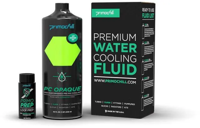 Alt view image 2 of 3 - PrimoChill Opaque Computer WaterCooling Fluid - Pre-Mix (32oz) - UV Green SX