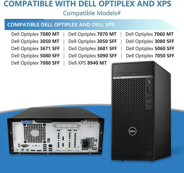 Alt view image 2 of 5 - POINWER H500EPM-00 H460EBM-00 D500EPM-00 5K7J8 Y7R0X 500W Power Supply Compatible with DELL Optiplex 3050MT 7060MT 7070MT 7080MT 3650 3670 3050 36715 5090 5060 3260 3681 SFF and XPS 8940 MT PSU