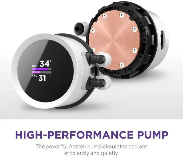 Alt view image 5 of 5 - NZXT Kraken 240 RGB - 240mm AIO CPU Liquid Cooler - Customizable 1.54"" Square LCD Display for Images, Performance Metrics - High-Performance Pump - 2 x F120 RGB Core Fans - White