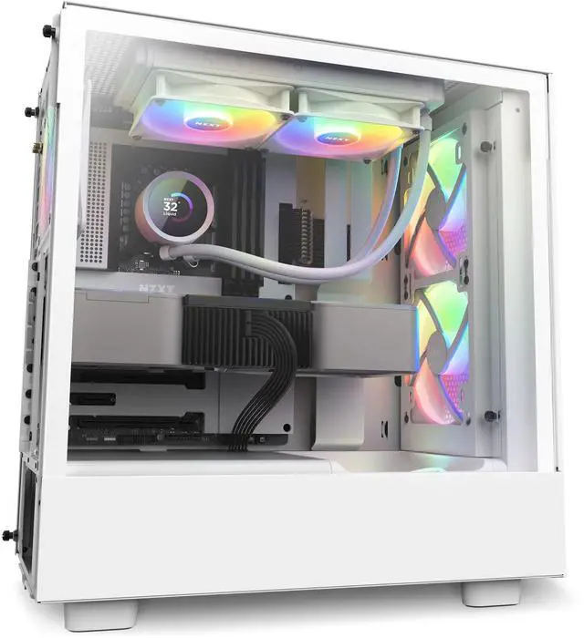 Alt view image 4 of 5 - NZXT Kraken 240 RGB - 240mm AIO CPU Liquid Cooler - Customizable 1.54"" Square LCD Display for Images, Performance Metrics - High-Performance Pump - 2 x F120 RGB Core Fans - White