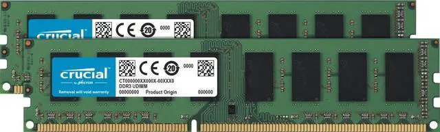 Main image of Crucial 16GB Kit (8GBx2) DDR3/DDR3L 1600 MT/s (PC3-12800) DR x8 ECC UDIMM 240-Pin Memory - CT2KIT102472BD160B