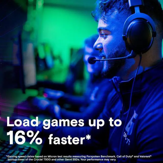 Alt view image 3 of 5 - Crucial T500 500GB Gen4 NVMe M.2 Internal Gaming SSD, Up to 7200MB/s, Laptop & Desktop Compatible + 1mo Adobe CC All Apps - CT500T500SSD8