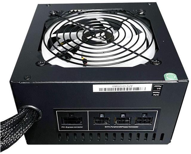 Alt view image 3 of 5 - Apevia ATX-ES600-RGB Essence 600W ATX Semi-Modular Gaming Power Supply with Auto-Thermally Controlled 120mm RGB Fan, 115/230V Switch, All Protections