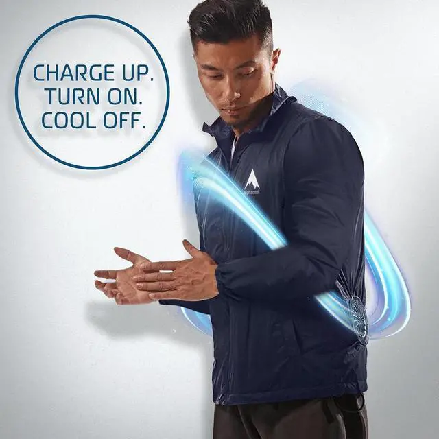 Alt view image 4 of 5 - AlphaCool Cooling Fan Jacket For Men Women, 2 Fans & 10000mAh Battery Pack, Air Conditioned Jacket Electric Cooling for Work 2XL
