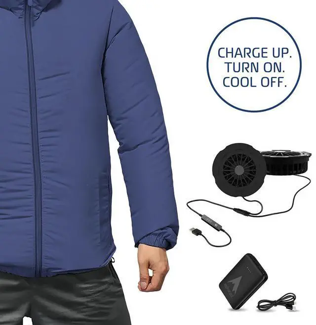 Alt view image 5 of 5 - AlphaCool Cooling Fan Jacket For Men Women, 2 Fans & 10000mAh Battery Pack, Air Conditioned Jacket Electric Cooling for Work 2XL