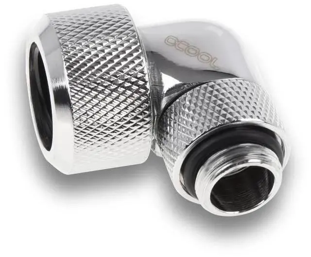 Alt view image 2 of 4 - Alphacool Eiszapfen 16mm HardTube Compression Fitting, 90 Degree Rotary, Chrome, 4-Pack