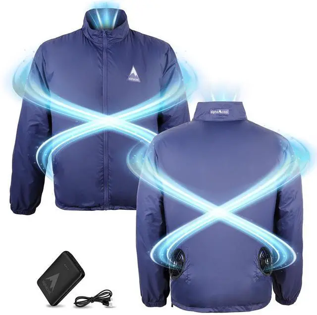 Alt view image 2 of 5 - AlphaCool Cooling Fan Jacket For Men Women, 2 Fans & 10000mAh Battery Pack, Air Conditioned Jacket Electric Cooling for Work L