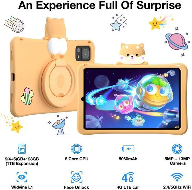 Alt view image 2 of 5 - DOOGEE T20 Mini Kids Tablet Android 13 Tablet 8.4 Inch Tablet for Kids, 9GB+128GB/TF 1TB Octa Core, Toddler Tablet with 5060mAh, 13MP+5MP Camera, BT 5.0, WiFi, OTG-Yellow
