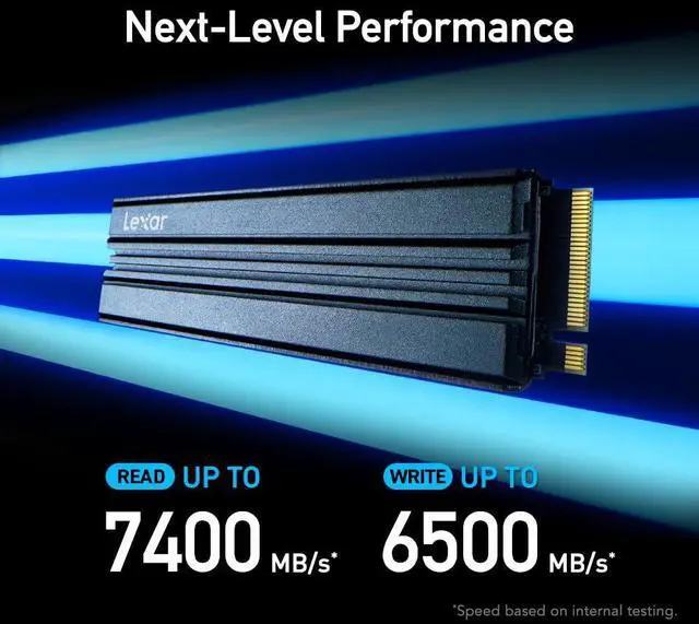 Alt view image 3 of 5 - Lexar 1TB NM790 SSD with Heatsink PCIe Gen4 NVMe M.2 2280 Internal Solid State Drive, Up to 7400/6500 MB/s Read/Write, Compatible with PS5, for Gamers and Creators, Black (LNM790X001T-RN9NU)