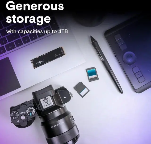 Alt view image 3 of 5 - Crucial P3 1TB PCIe Gen3 3D NAND NVMe M.2 SSD, up to 3500MB/s - CT1000P3SSD8