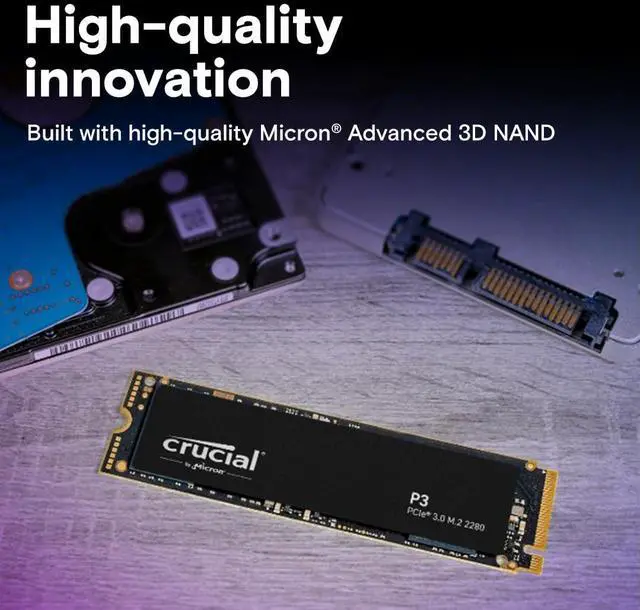 Alt view image 4 of 5 - Crucial P3 1TB PCIe Gen3 3D NAND NVMe M.2 SSD, up to 3500MB/s - CT1000P3SSD8