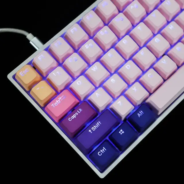Alt view image 5 of 5 - YMDK 108 122 Double Shot Backlit Lavender PBT Shine Through OEM Profile Keycaps for MX Mechanical Keyboard 61 87 104