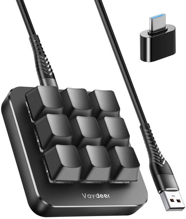 Main image of Vaydeer One-Handed Mechanical Keyboard Support NKRO, Hotkeys, One-Click Start,9 Fully Programmable Keys with Floating Window and Macro Multifunctional Keypad for iOS,Windows, Gift Idea for Him/Her