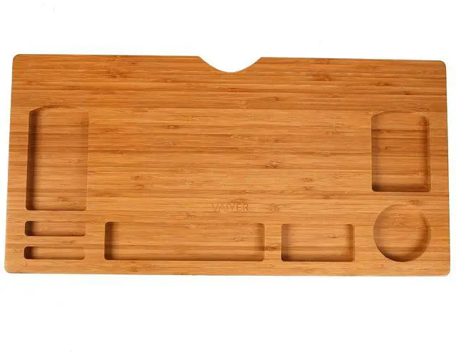 Alt view image 3 of 5 - Bamboo Laptop Monitor Stand Riser - 23 Inch Wooden Desktop Storage Organizer Shelf for Computer Laptop Printer TV Cellphone Stand Desktop Monitor