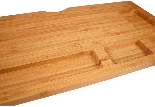 Alt view image 4 of 5 - Bamboo Laptop Monitor Stand Riser - 23 Inch Wooden Desktop Storage Organizer Shelf for Computer Laptop Printer TV Cellphone Stand Desktop Monitor