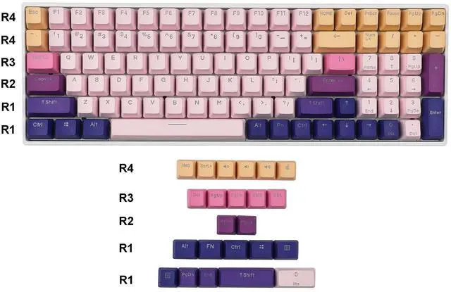 Alt view image 2 of 5 - YMDK 108 122 Double Shot Backlit Lavender PBT Shine Through OEM Profile Keycaps for MX Mechanical Keyboard 61 87 104