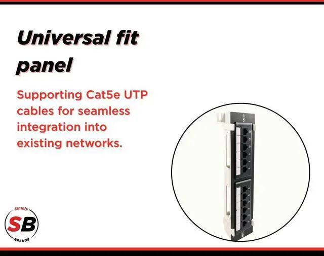 Alt view image 4 of 5 - Simply45 12-Port UTP Cat5e Patch Panel - 110 Style, Wall Mount Bracket, Cable Ties & Rack Mount Screws - S45-2512