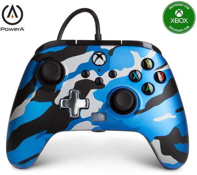 Main image of PowerA Enhanced Wired Controller for Xbox Series X|S - Metallic Blue Camo, gamepad, wired video game controller, gaming controller, Officially Licensed for Xbox