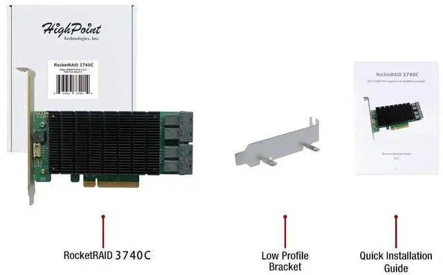 Alt view image 4 of 4 - HighPoint Technologies RocketRAID 3740C PCIe 3.0 x8 16-Port 12Gb/s SAS RAID Controller (RR3740C)