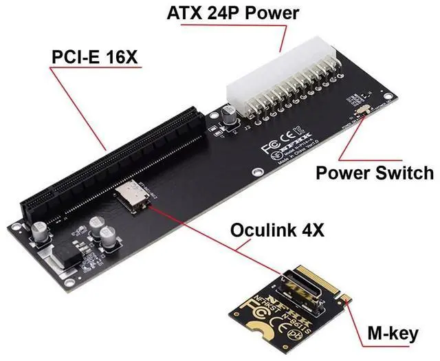 Alt view image 3 of 5 - xiwai Oculink SFF-8611 Data Cable, PCI-E 3.0 Card - PCI Express M.2 M-Key to SFF-8612 Host Adapter for GPD Win Max2 External Graphics Card & SSD