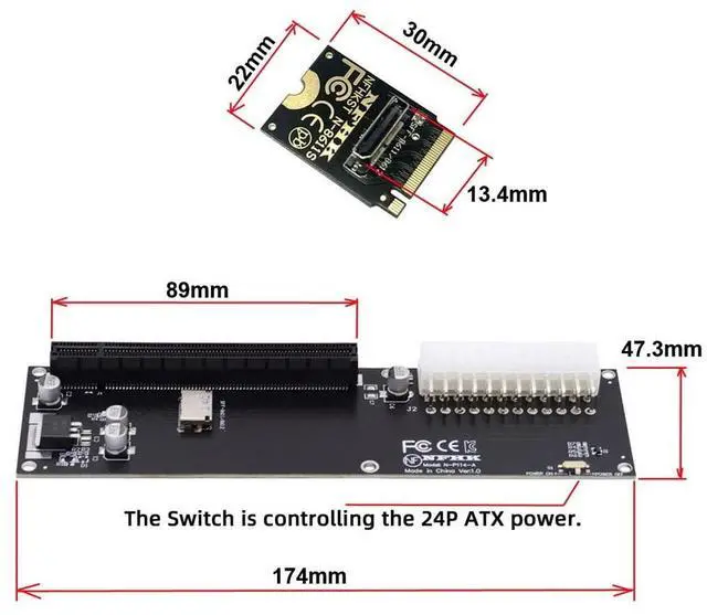 Alt view image 4 of 5 - xiwai Oculink SFF-8611 Data Cable, PCI-E 3.0 Card - PCI Express M.2 M-Key to SFF-8612 Host Adapter for GPD Win Max2 External Graphics Card & SSD