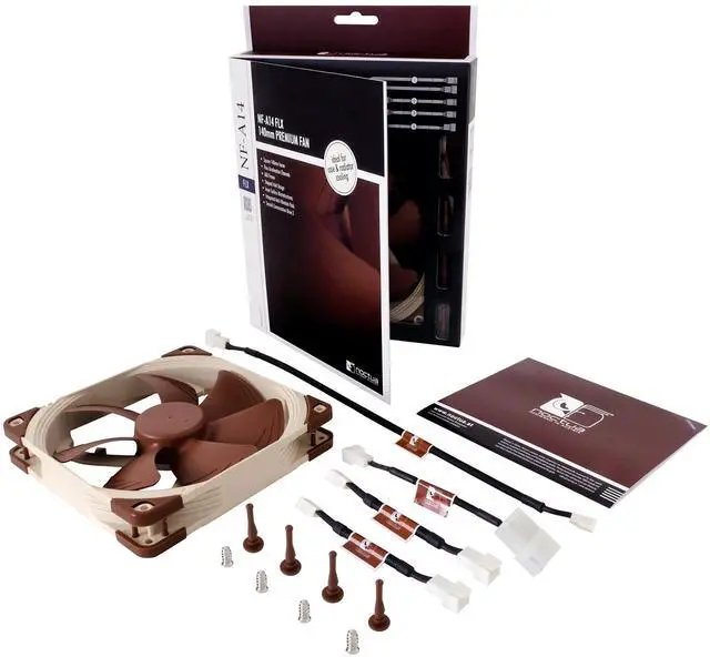 Alt view image 4 of 5 - Noctua NF-A14 FLX, Silent Fan, 3 Pins (140mm, Brown)