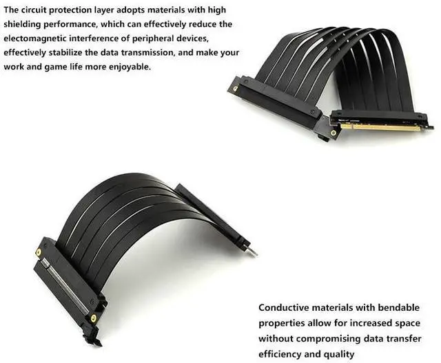 Alt view image 3 of 5 - lilila-ree Graphics Card GPU Vertical Full Speed PCI-E 4.0 x16 Riser Cable High Speed Gen4 Flexible Extender Riser Cable Extension Port 90 Degree Adapter (200mm)